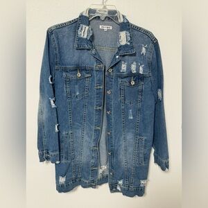 Women's Distressed Blue Denim Jacket